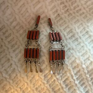 Elegant Red and Silver Dangle Earrings